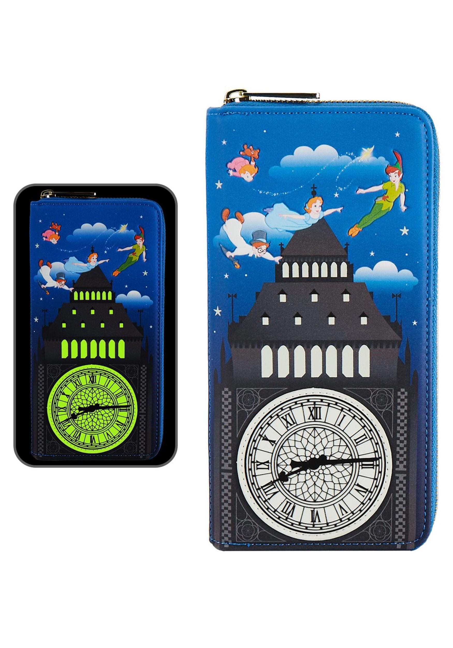 Carteira Loungefly Disney Peter Pan Glow Clock Em Couro Pu