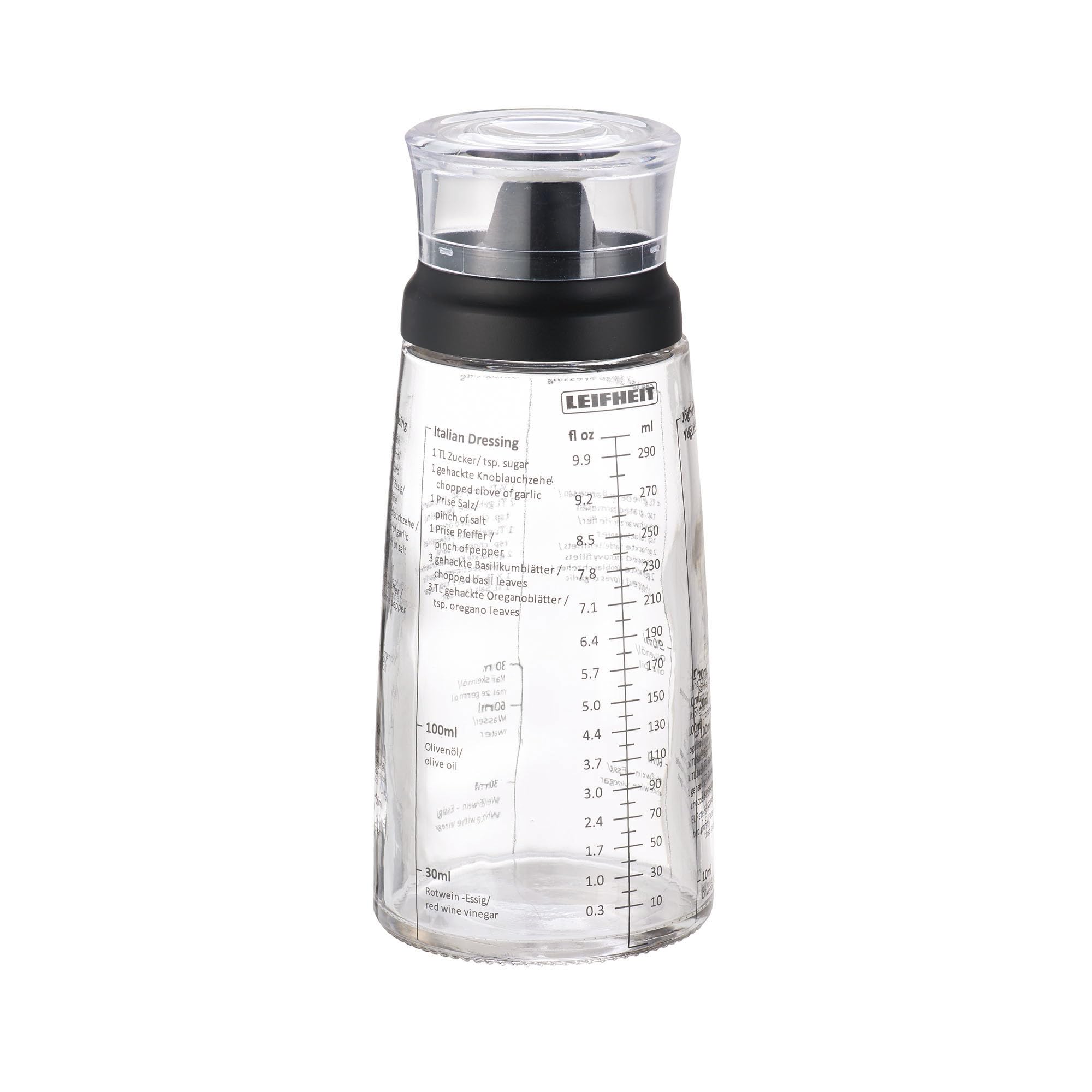 Frasco De Molho Para Salada Leifheit Glass 300ml Com Tampa De Plástico