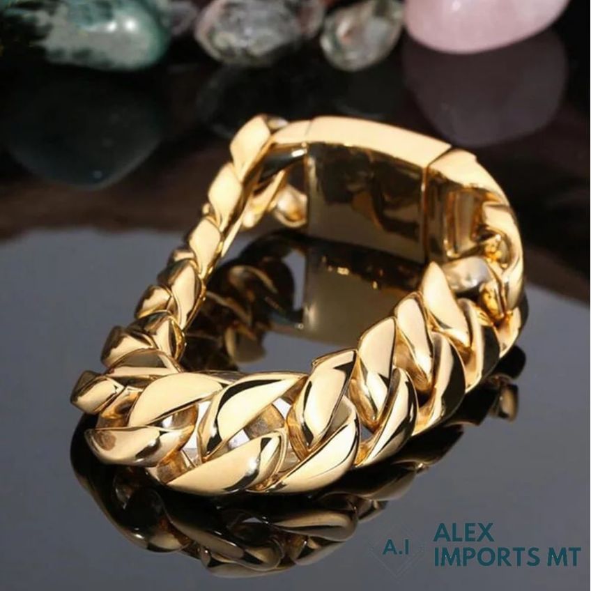 Pulseira 15mm Banhada Ouro 18k Grossa Ostentação - imagem 4