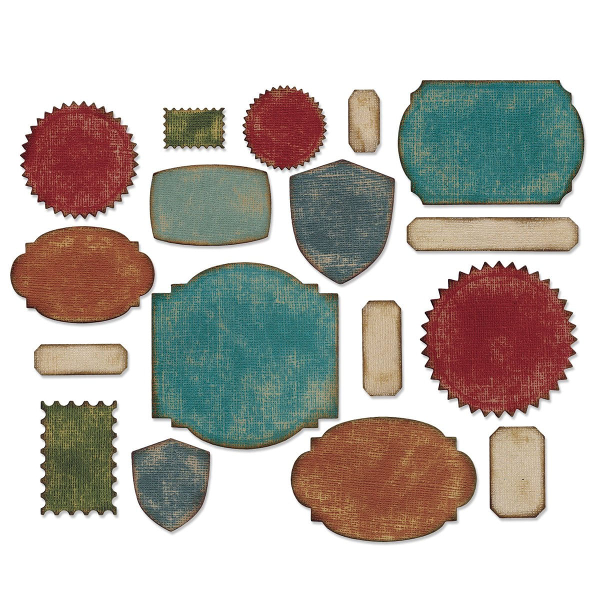 Conjunto De Moldes Sizzix Multi Thinlits Labels Tim Holtz, Pacote Com 17