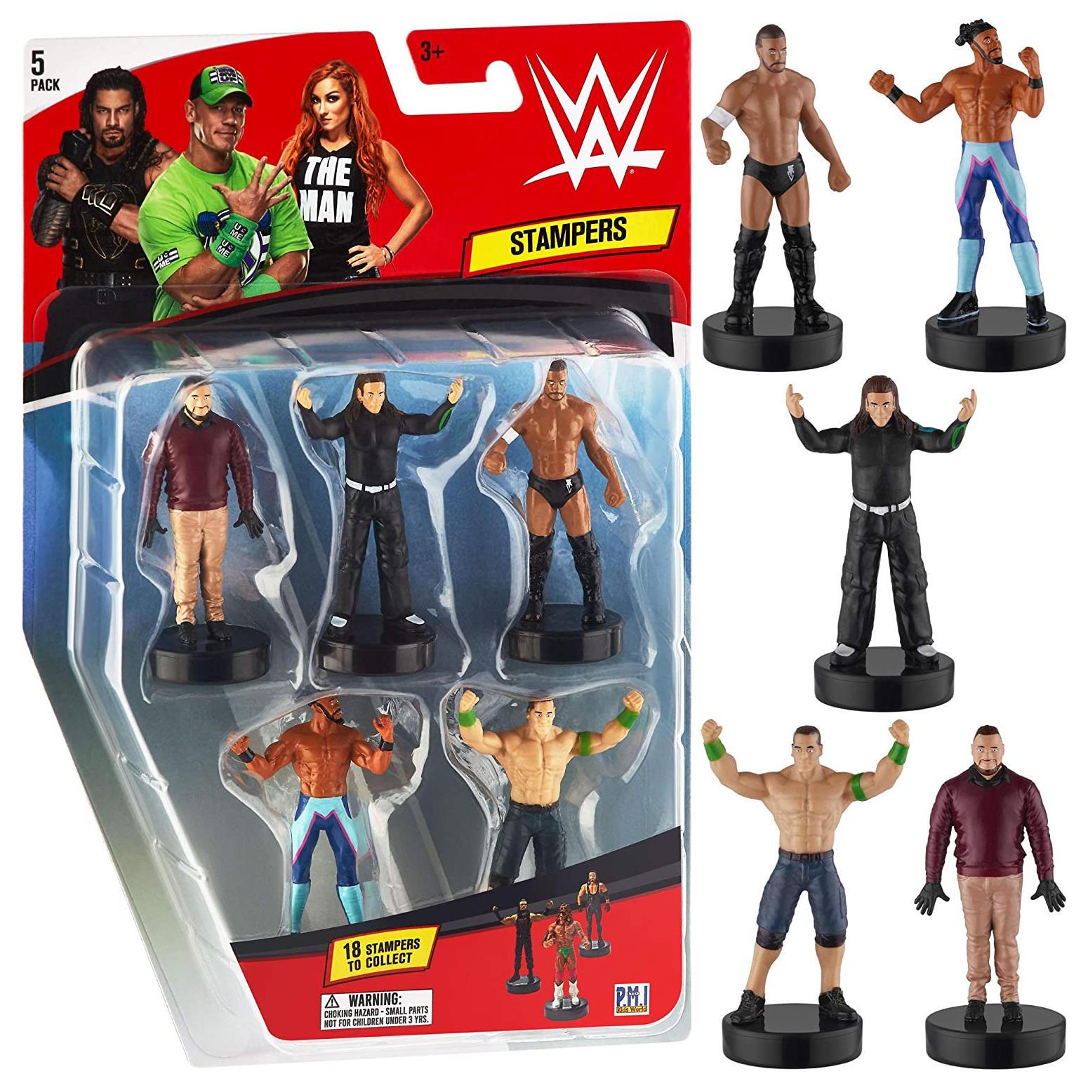 Wwe Wrestler Stampers 5pk Hardy Kofi Kingston John Cena Finn