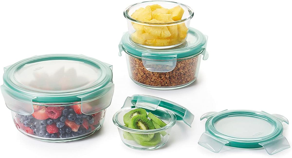 OXO Good Grips 8 Peça Smart Seal Glass Round Container Set