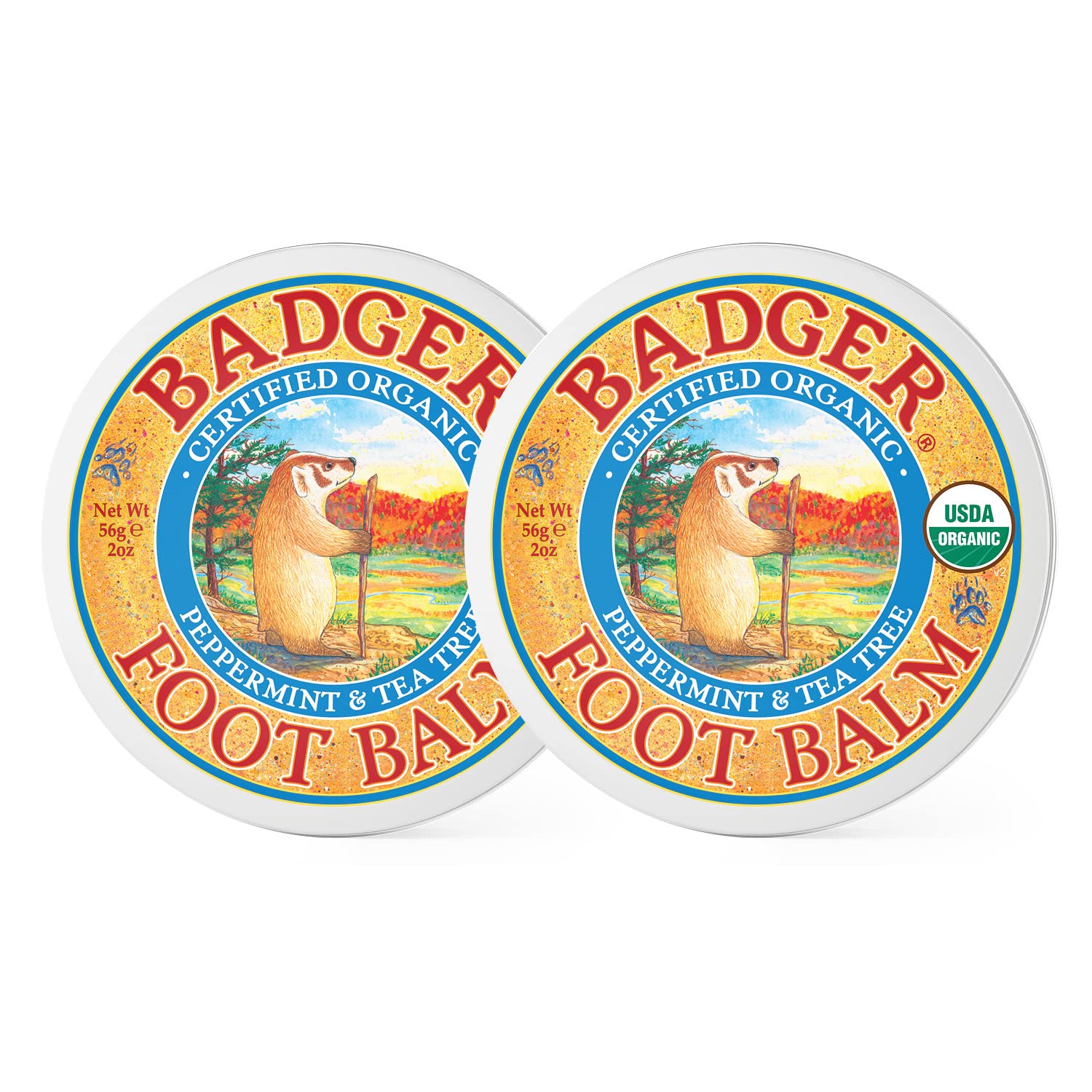 Foot Balm Badger Organic Tea Tree E Azeite De Oliva 60 Ml (pacote Com 2)