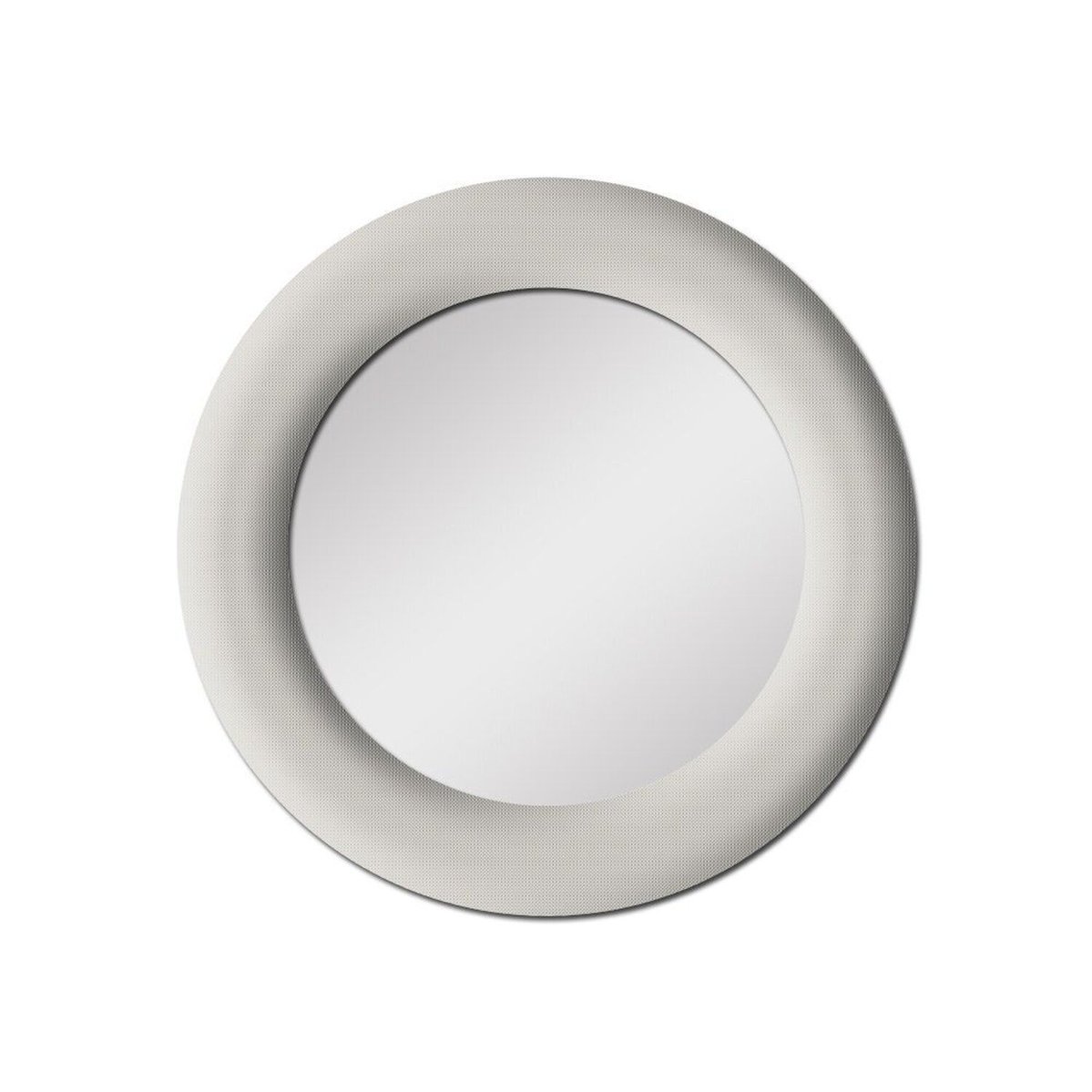 Espelho Decorativo Madrid Veludo 90cm Redondo Off White