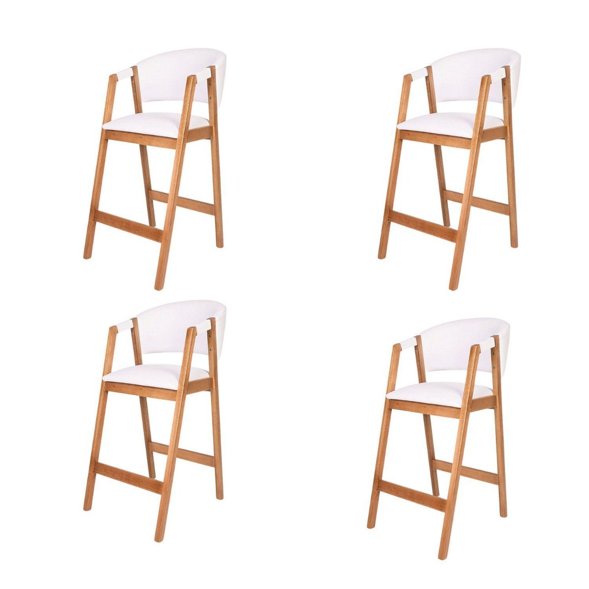 Kit 4 Banquetas Courino Restaurante Bares Cozinha Hibisco Branco