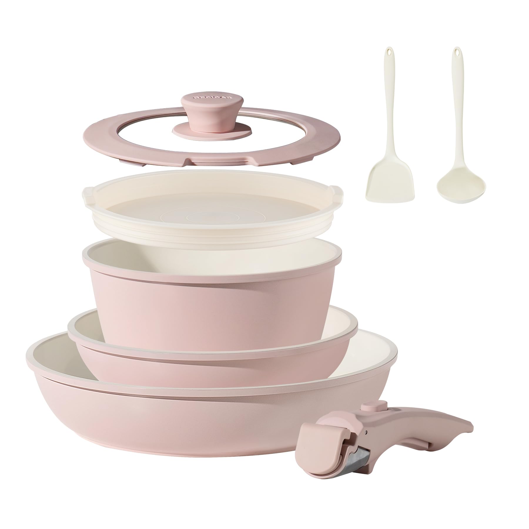 Conjunto De Utensílios De Cozinha Becigar Ceramic Nonstick 8pcs Com Alça Removível