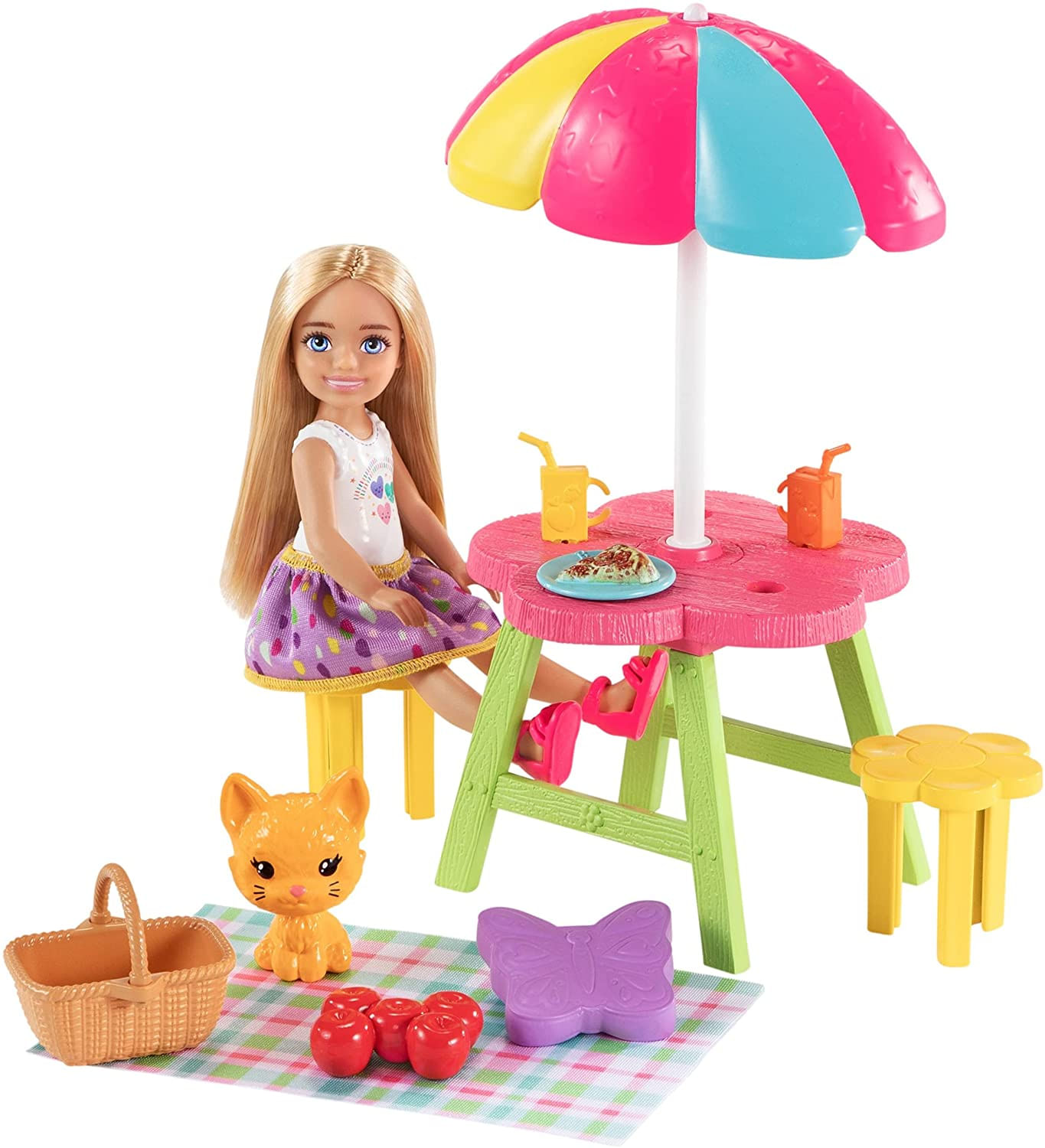 Playset Barbie Chelsea Picnic Com Boneca Chelsea E Gatinho De Estimação