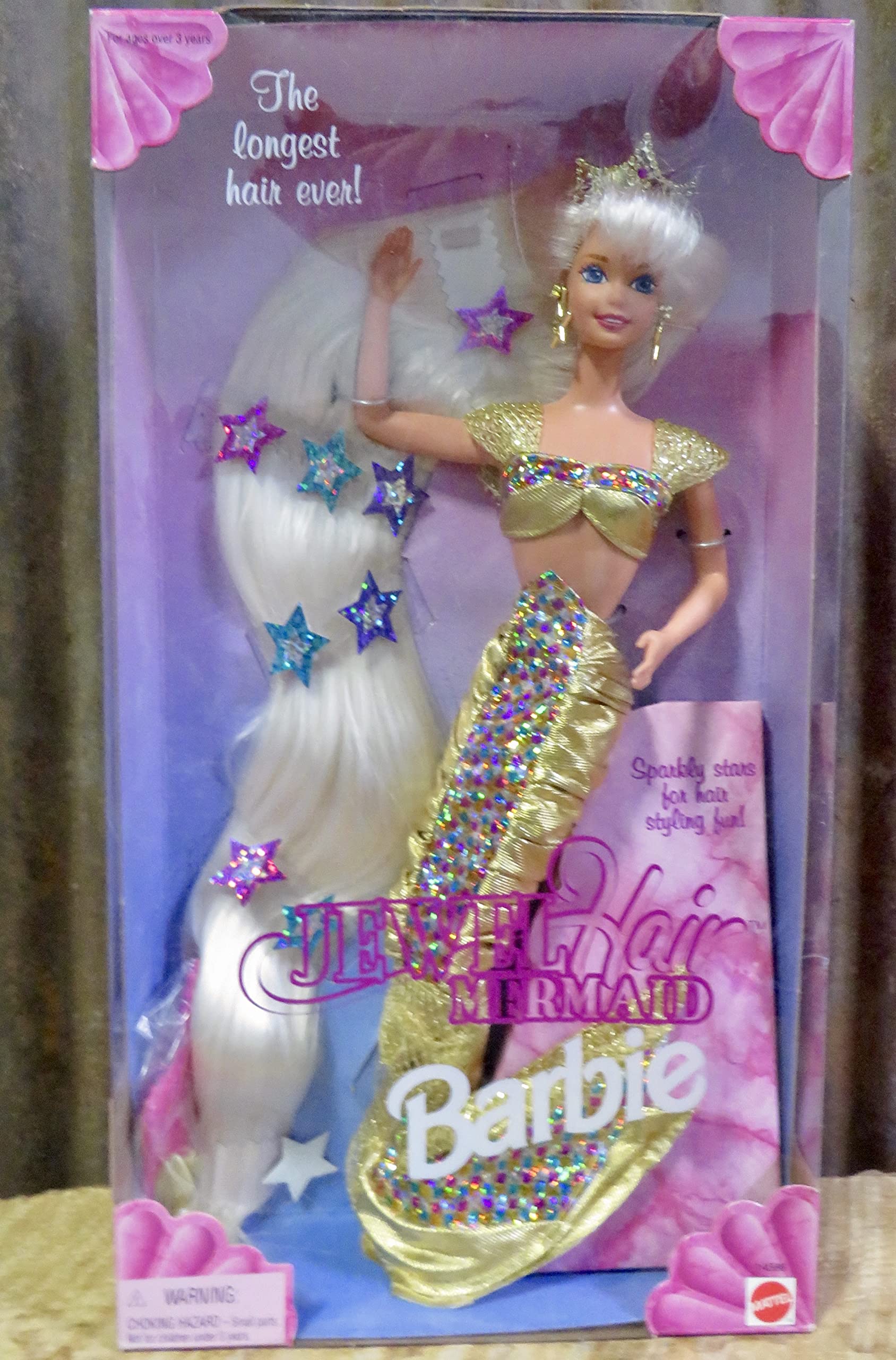 Boneca Barbie Jewel Hair Mermaid Mattel 1995 Com Estrelas Brilhantes
