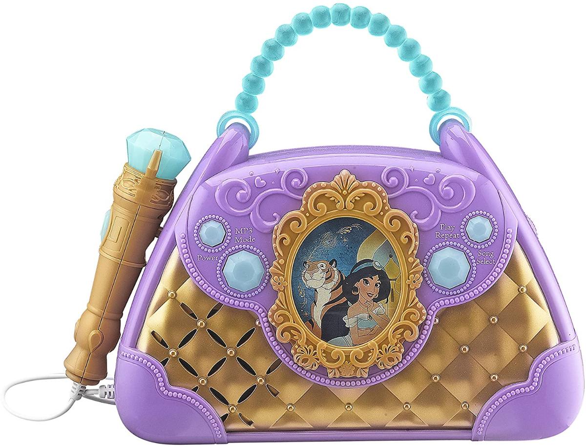 eKids Disney Aladdin Sing Along Boombox com microfone real working construído na música e pode se conectar ao MP3 Player, Roxo