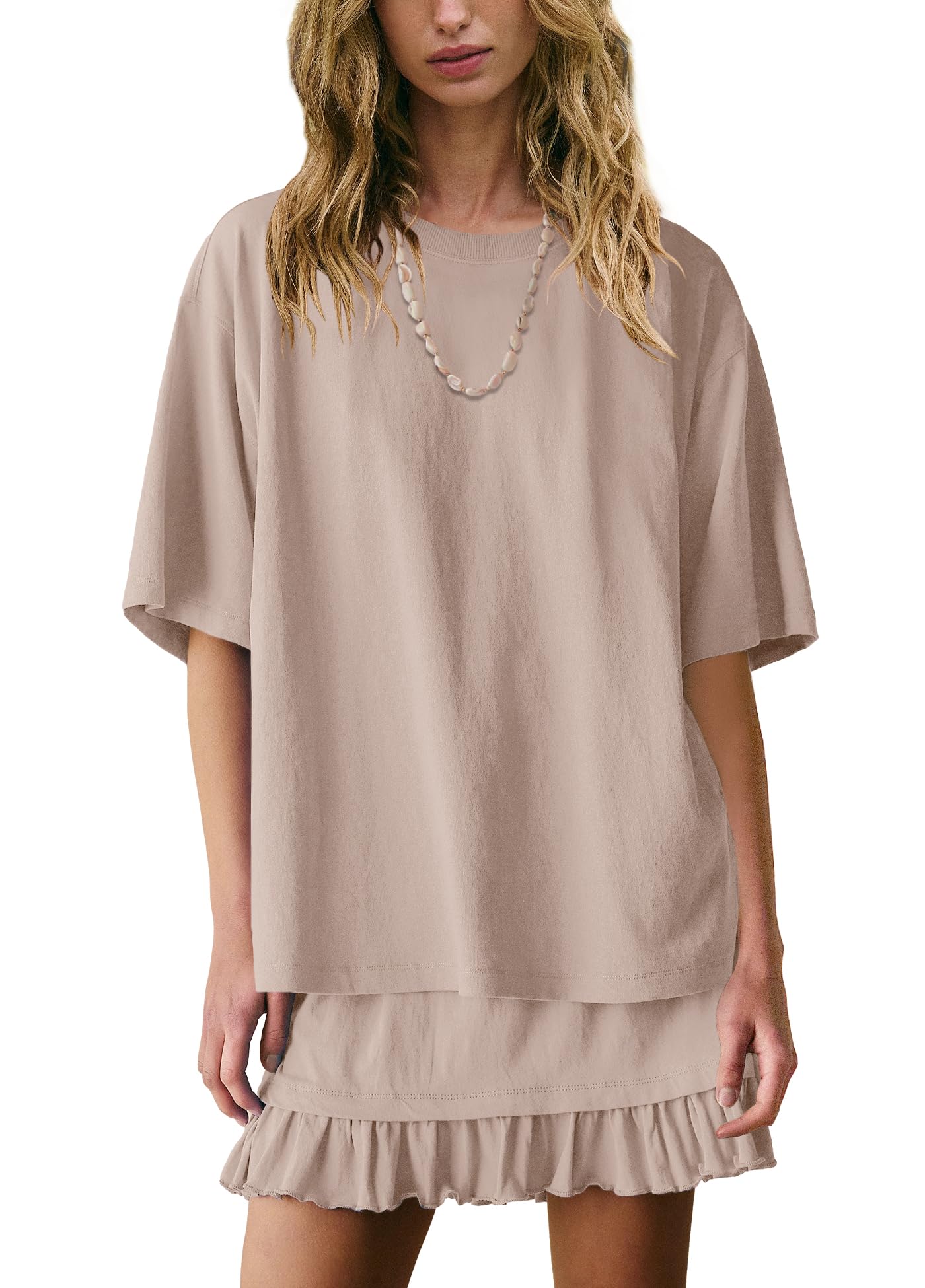 Conjunto De Saia Panadila Feminino Casual De Manga Curta Desert Beige Xs