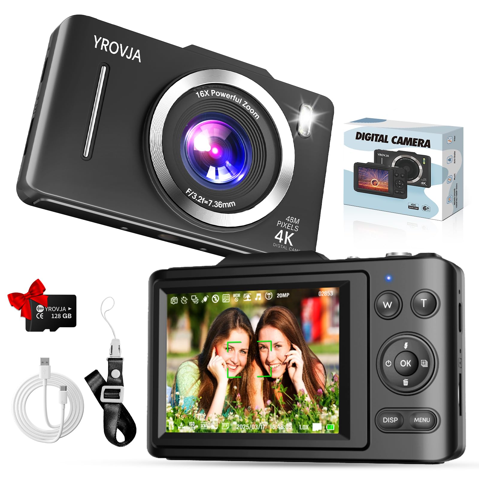 Câmera Digital Zhixjia Fhd 4k Vlogging 48mp 16x Zoom 128gb