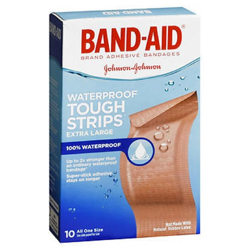 Band-aid Tough-strips Bandagens Adesivas 100% À Prova D'água Extra Grandes 10 Cada Por Band-aid (pacote Com 4)