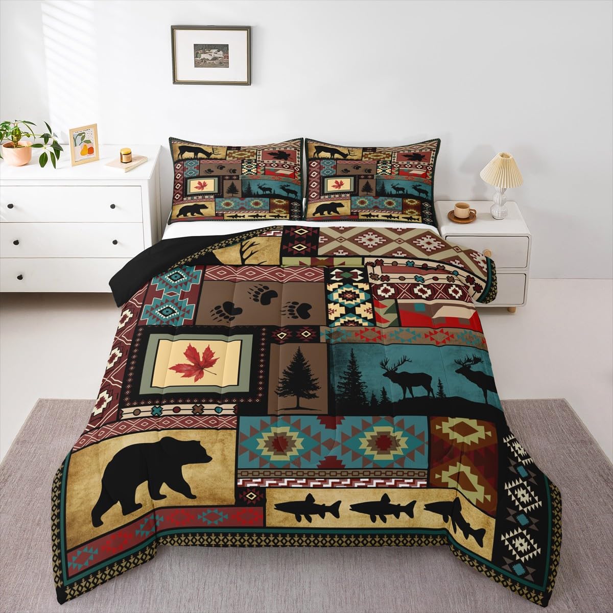 Conjunto De Edredom Feelyou Rustic Cabin Bedding Twin Size