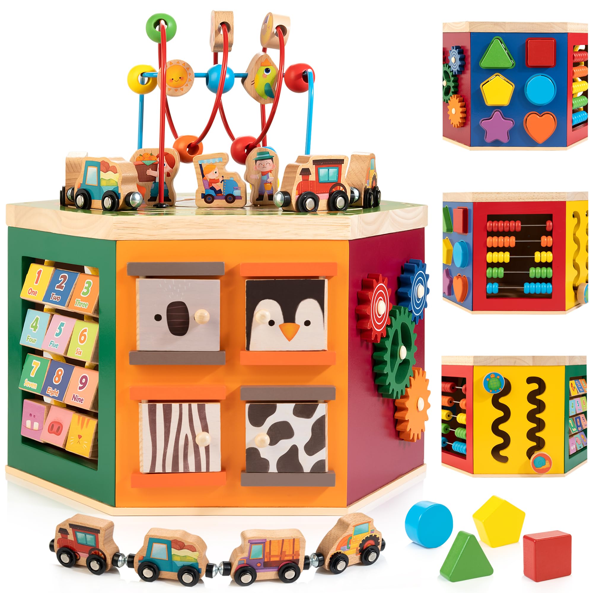 Activity Cube Woodmam Farm Animal 9 Em 1 Para Criança Montessori