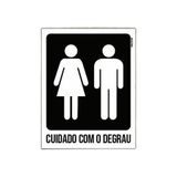 Kit 3 Placa Sinalização - Homem Mulher Cuidado Degrau