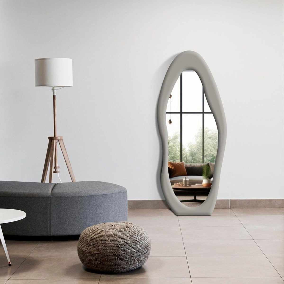 Espelho De Chão Paris Bouclê 68cm X 180cm Cinza