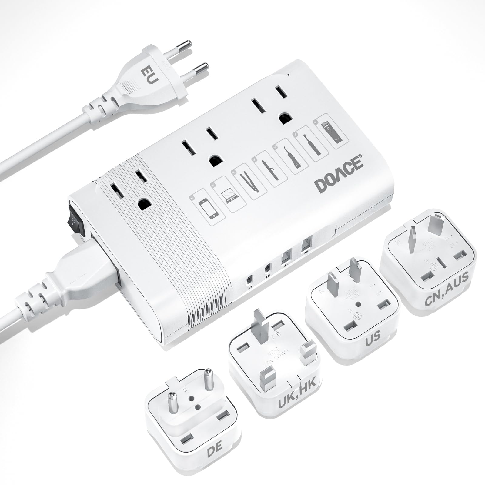 Conversor De Tensão Doace 350w 220v A 110v Para Viagens Pela Europa