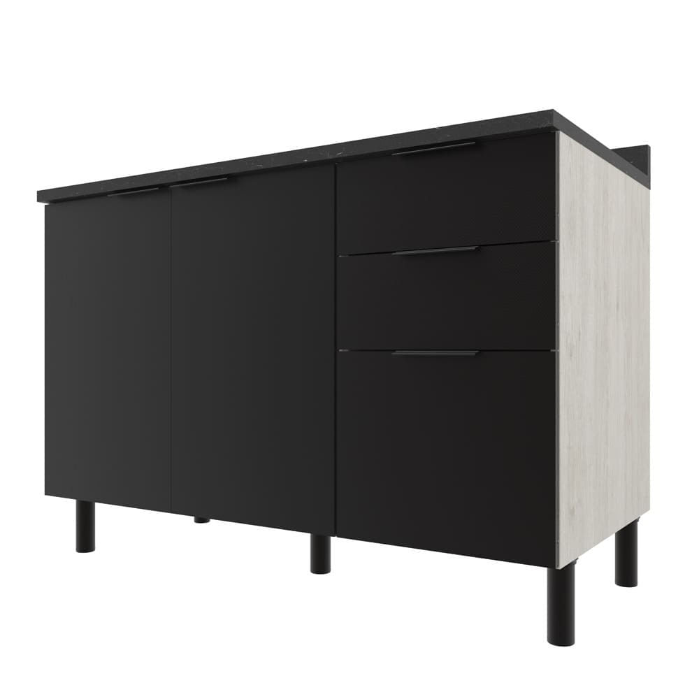 Balcão Triplo Bartira Rubi Com 2 Portas, 2 Gavetas, 1 Gavetão, 1 Prateleira E 120cm De Largura