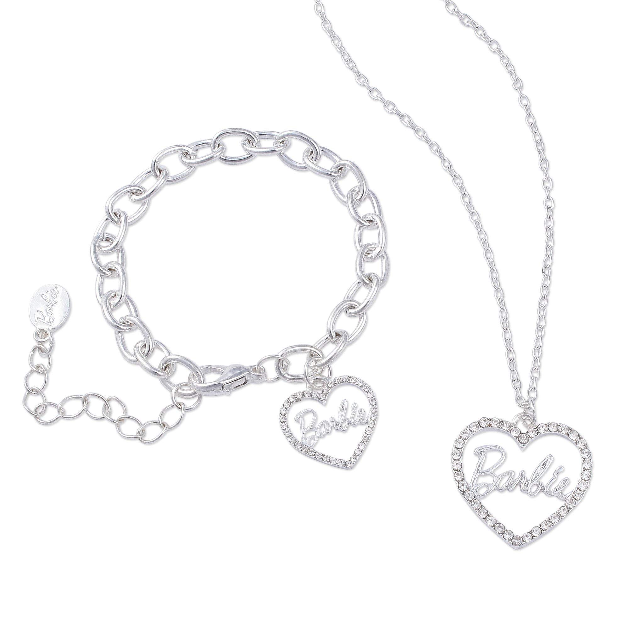 Conjunto De Joias Barbie Crystal Heart Colar E Pulseira
