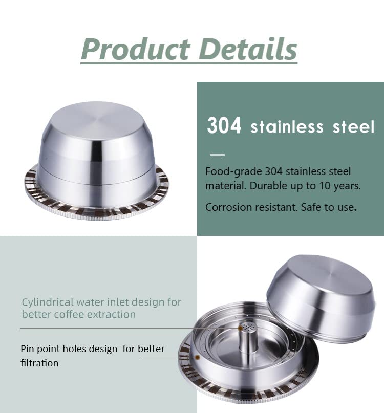 Ginsco Coffee Capsule, Cápsula Vertuo Reutilizável Em Aço Inoxidável