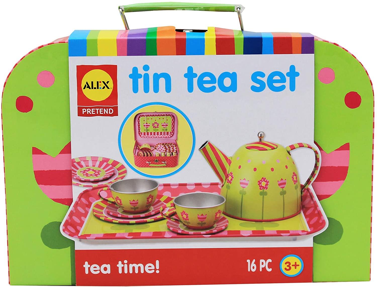 Alex Pretend Play Tea Time Lata 16pc Floral Kids Teapot Party