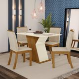 Conjunto Sala de Jantar Mesa 120 cm Tampo MDF 4 Cadeiras Kesha Casa 812