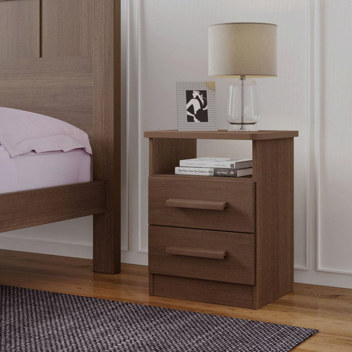 Mesa De Cabeceira 2 Gavetas Florença Castanho