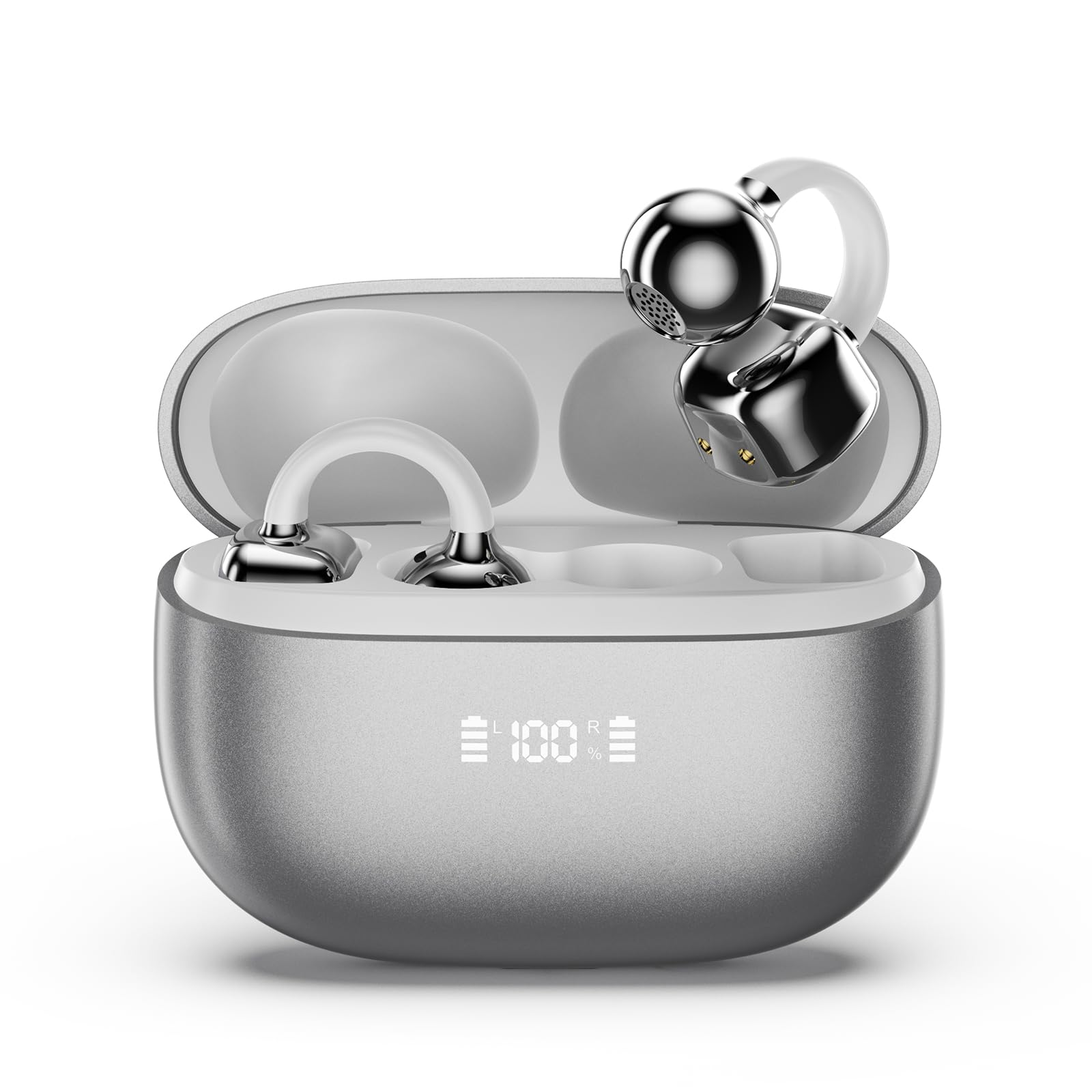 Fones De Ouvido Clip On Paxa Clipbuds7 Wireless Bluetooth 5.4 Silver