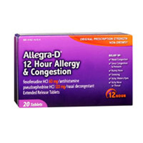 Allegra-d 12 Horas De Congestionamento De Alergia Comprimidos De Liberação Estendida 10 Guias Por Allegra