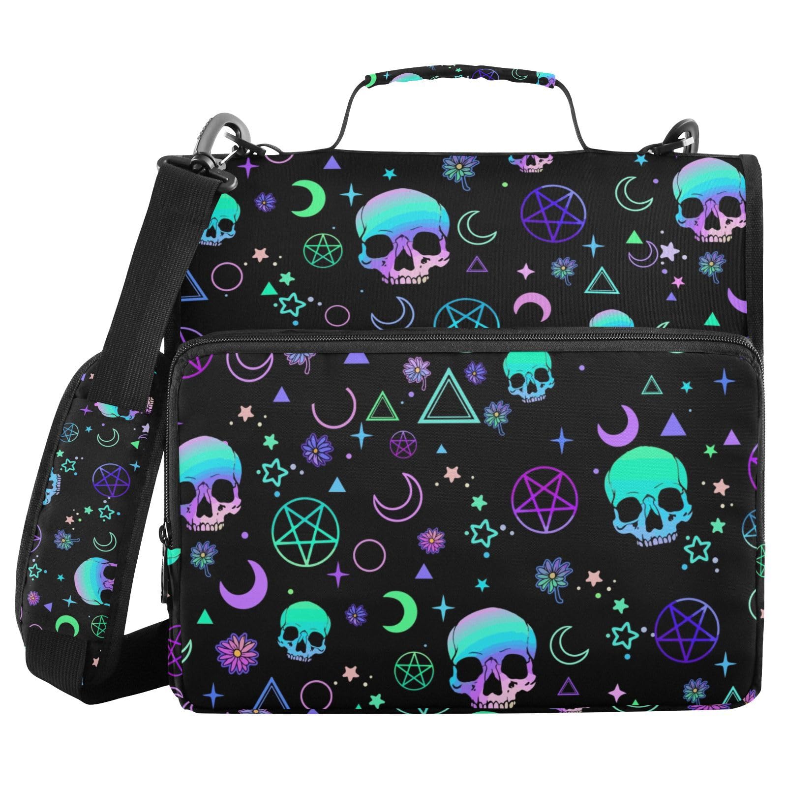 Bolsa Binder Xuwu Magic Skull Com Zíper De 3 Anéis Com Alça E Alça