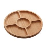 Petisqueira Com 5 Divisórias De Bambu Round 25X25X1,6Cm