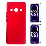 Capa Capinha Veludo + 2 Películas Vidro 3d Xiaomi Poco C61