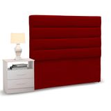 Cabeceira Solteiro Vermelho e 1 Mesa de Cabeceira Branco