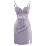 Vestido De Boas-vindas Clothfun Wisteria Satin Lace Applique 18+