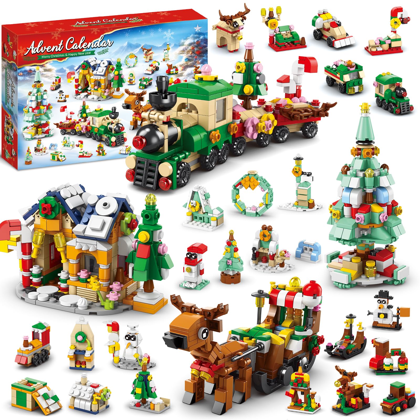 Brinquedo De Blocos De Construção De Natal Do Calendário Do Advento Aierden 2024