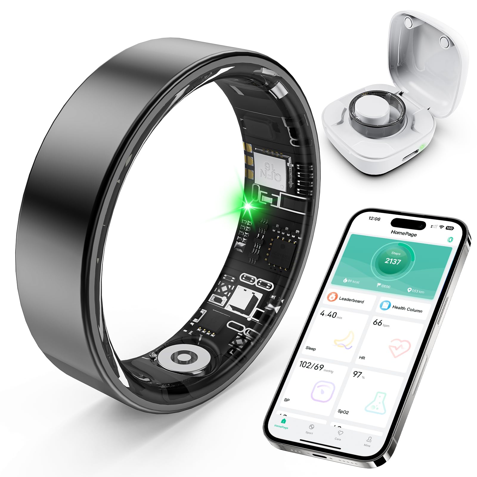 Monitor De Sono Smart Ring Sarunn Er Step Heart Rate Android Ios