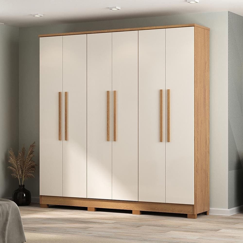 Guarda-roupa Casal Atualle São Paulo 6 Portas Com Reflecta Canelato