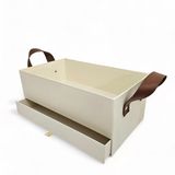 Bandeja 30x20x15 Presentes Cartonada Tampa E Gaveta Marfim