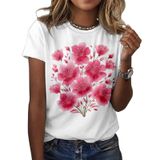 Camiseta Feminina Zocania Com Estampa Floral, Mistura De Algodão, Blusa Casual