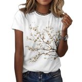 Camiseta Zocania Com Estampa Floral Feminina, Mistura De Algodão