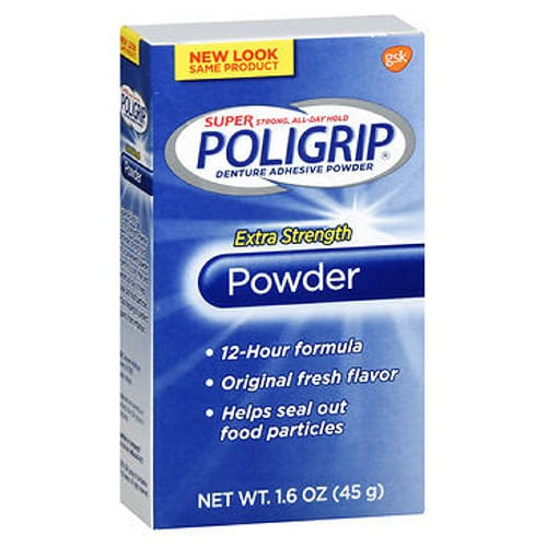Pó Adesivo Para Dentadura Super Poligrip Extra Strength 1.6 Oz Por Super Poligrip (pacote Com 4)