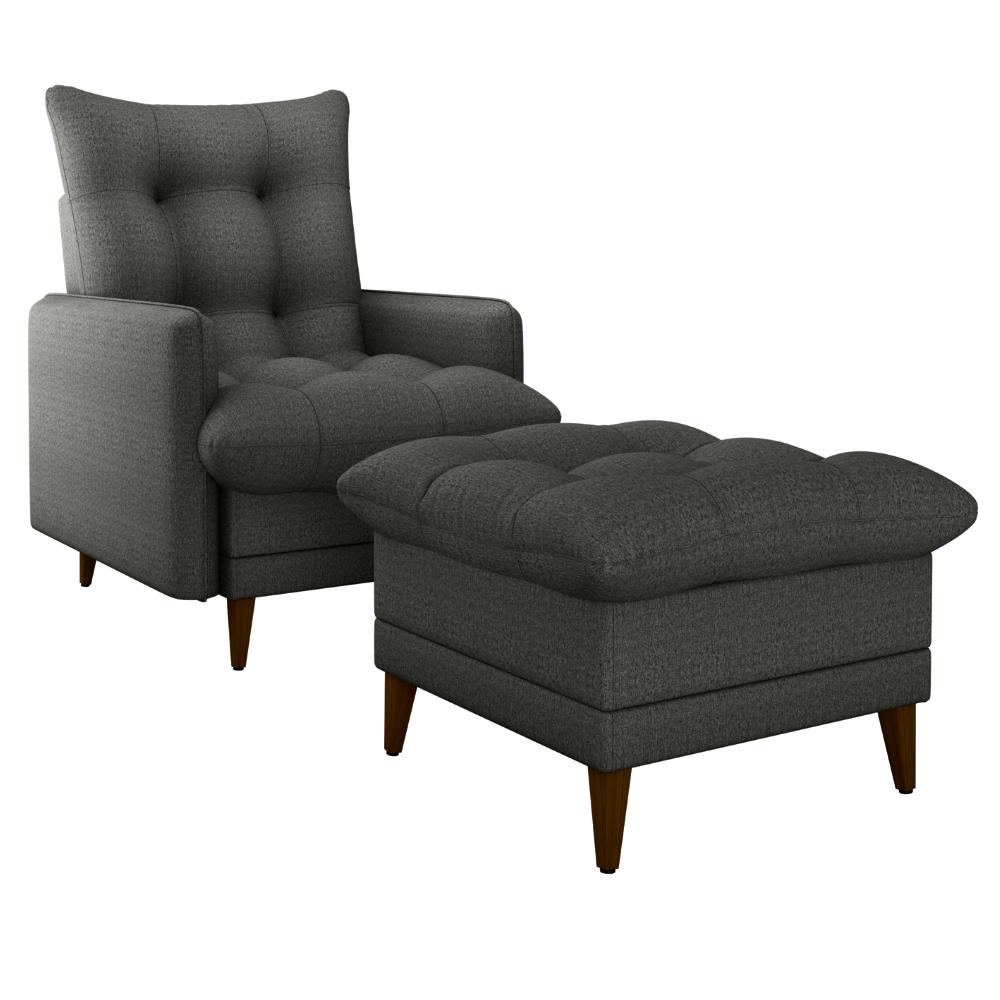 Poltrona De Amamentaçao E Puff Montreal Linho Vancouver Chumb Milani Store