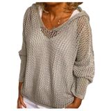 Suéter Feminino Gorglitter Hollow Out De Crochê Cinza Tamanho M