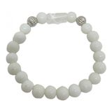 Pulseira Xango Firma Branco Ayra Cristal E Silicone
