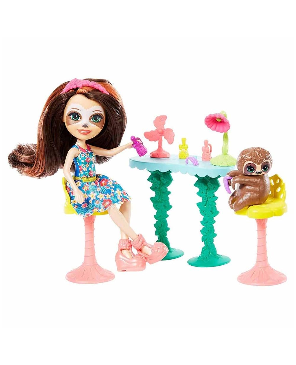 Playset Enchantimals Slow-down Salon Com Boneca Sela Sloth De 6 Polegadas