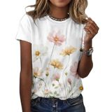 Camiseta Zocania Graphic Tees Para Mulheres Com Estampa Floral De Algodão