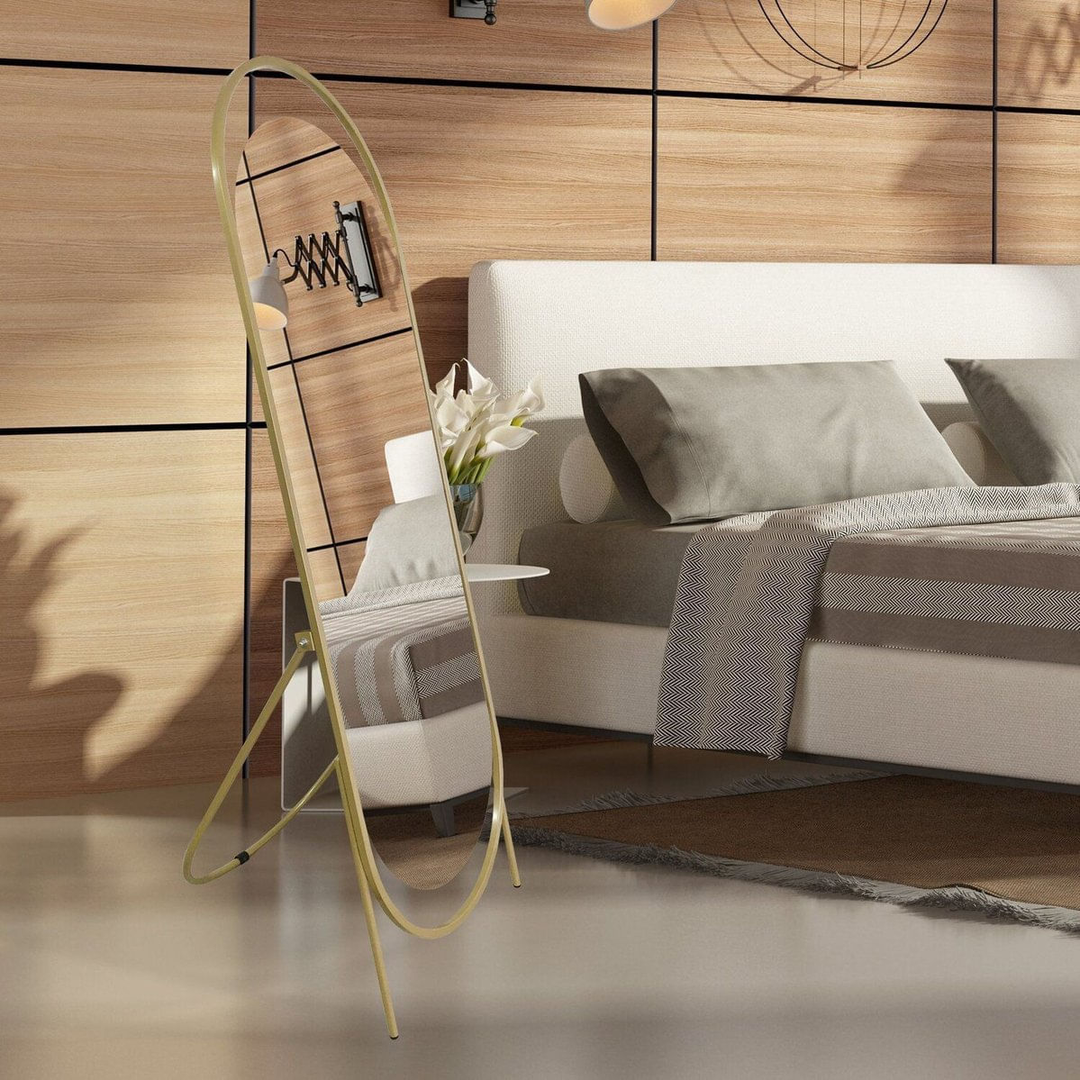 Espelho De Chão Glam 43x153cm Oblongo Dourado