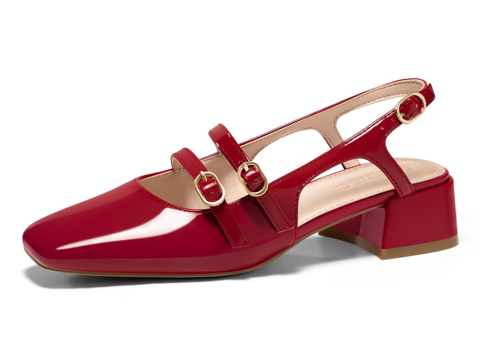 Sapatos Femininos Coutgo Mary Jane Chunky De Salto Baixo Vermelhos Tamanho 7