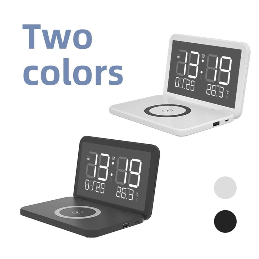 Carregador Sem Fio Rápido Digital Led Digital Alarm Schedules Wh