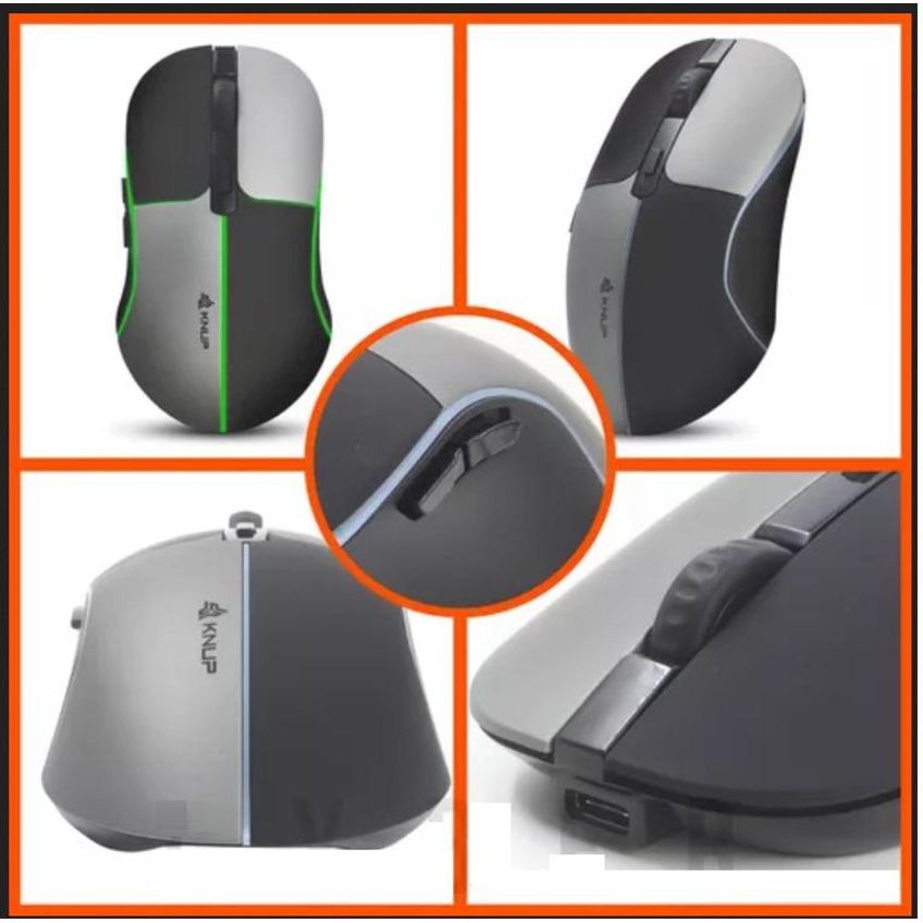 Mouse Gamer Sem Fio Wireless Usb Bluetooth 1600 Dpi Led Rgb Cor Preto/cinza - imagem 3